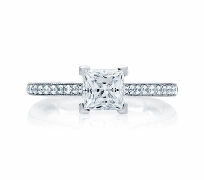A.JAFFE QUILTED COLLECTION QUILTED MICRO PAV PRINCESS ENGAGEMENT RING 0.20            (not includi