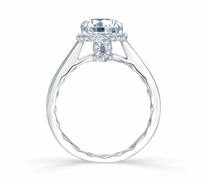 A.JAFFE QUILTED COLLECTION QUILTED MICRO PAV ROUND DIAMOND CENTER HALO ENGAGEMENT RING 0.22
