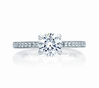 A.JAFFE QUILTED COLLECTION QUILTED MICRO PAV ROUND ENGAGEMENT RING 0.15            (not including