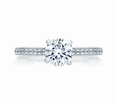 A.JAFFE QUILTED COLLECTION QUILTED MICRO PAV ROUND ENGAGEMENT RING 0.15            (not including