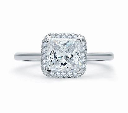 A.JAFFE QUILTED COLLECTION QUILTED PAV PRINCESS CUT HALO ENGAGEMENT RING 0.25            (not incl