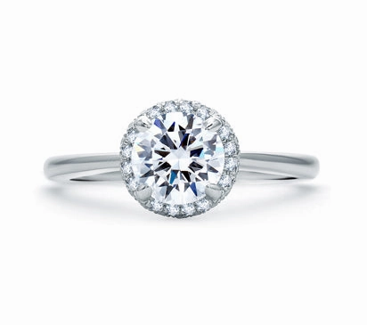 A.JAFFE QUILTED COLLECTION QUILTED PAV ROUND DIAMOND CENTER HALO ENGAGEMENT RING 0.18