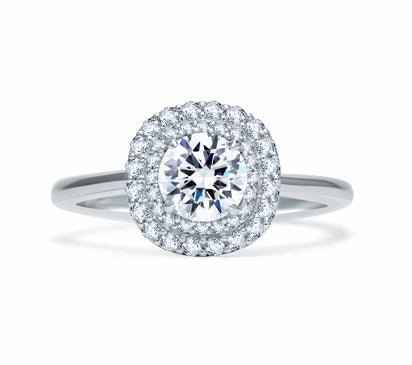 A.JAFFE QUILTED COLLECTION ROUND DOUBLE HALO QUILTED ENGAGEMENT RING 0.28             (not includin