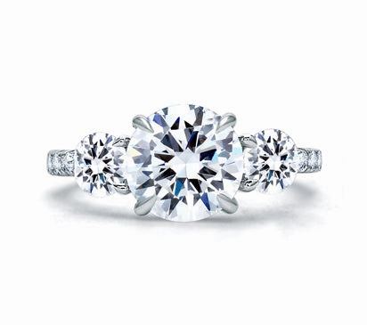 A.JAFFE QUILTED COLLECTION THREE STONE QUILTED FRENCH PAV ENGAGEMENT RING 1.08            (not inc