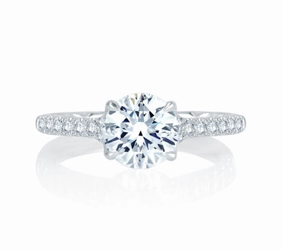 A.JAFFE QUILTED COLLECTION VINTAGE FRENCH PAV QUILTED ENGAGEMENT RING 0.28            (not includi
