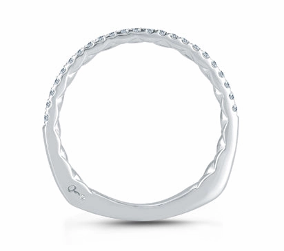 A.JAFFE QUILTED COLLECTION VINTAGE FRENCH PAV QUILTED WEDDING BAND 0.14