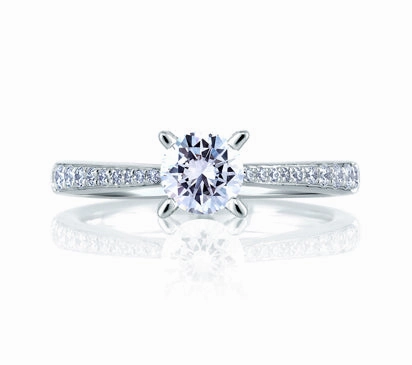 A.JAFFE SEASONS OF LOVE CATHEDRAL PAV WITH DIAMOND STUDDED CENTER PRONGS RING 0.25             (no