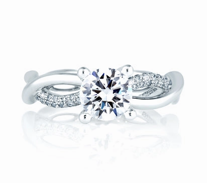 A.JAFFE SEASONS OF LOVE DESIGNER VINE MOTIF ENGAGEMENT RING 0.32             (not including center
