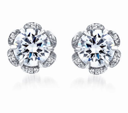 A.JAFFE SEASONS OF LOVE DIAMOND FLORAL HALO EARRINGS