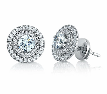 A.JAFFE SEASONS OF LOVE DOUBLE ROW MICRO PAV HALO EARRINGS