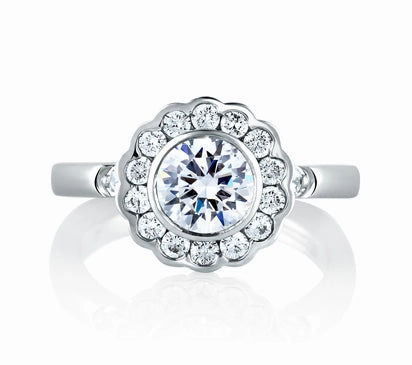 A.JAFFE SEASONS OF LOVE FLOWER BUNCH DAZZLING DIAMOND ENGAGEMENT RING 0.48             (not includi