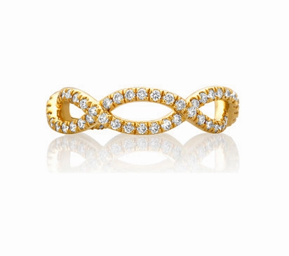 A.JAFFE SEASONS OF LOVE MODERN OPEN TWIST DIAMOND STUDDED WEDDING BAND 0.69
