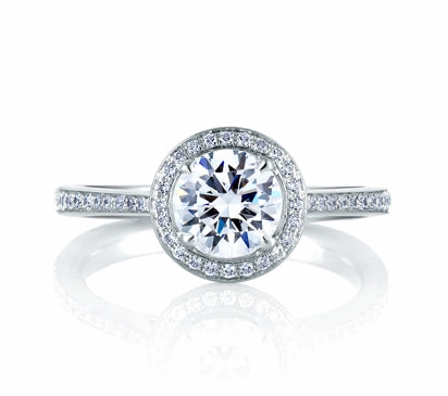 A.JAFFE SEASONS OF LOVE ROMANTIC PAV SET HALO ENGAGEMENT RING 0.3             (not including cente