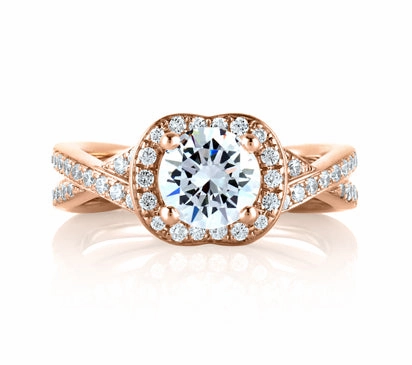 A.JAFFE SEASONS OF LOVE ROSE GOLD CROSSOVER DIAMOND WITH NATURAL PINK DIAMONDS EMBEDDED IN SIGNATUR