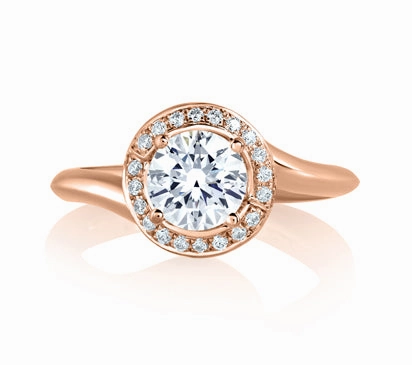 A.JAFFE SEASONS OF LOVE ROSE GOLD SWIRL DIAMOND WITH NATURAL PINK DIAMONDS EMBEDDED IN SIGNATURE 0.
