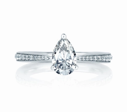 A.JAFFE SEASONS OF LOVE SIMPLE PEAR SHAPED DIAMOND ENGAGEMENT RING 0.17             (not including