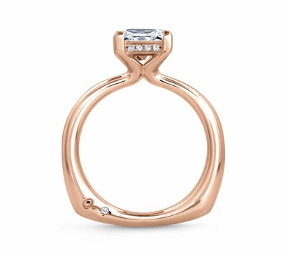 A.JAFFE SEASONS OF LOVE UNIQUE PRINCESS CUT DELICATE PAV BRIDAL ENGAGEMENT RING 0.06            (n
