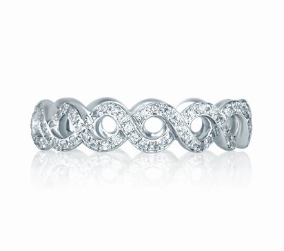A.JAFFE SEASONS OF LOVE VINE MOTIF ETERNITY STACKABLE ANNIVERSARY RING 0.47