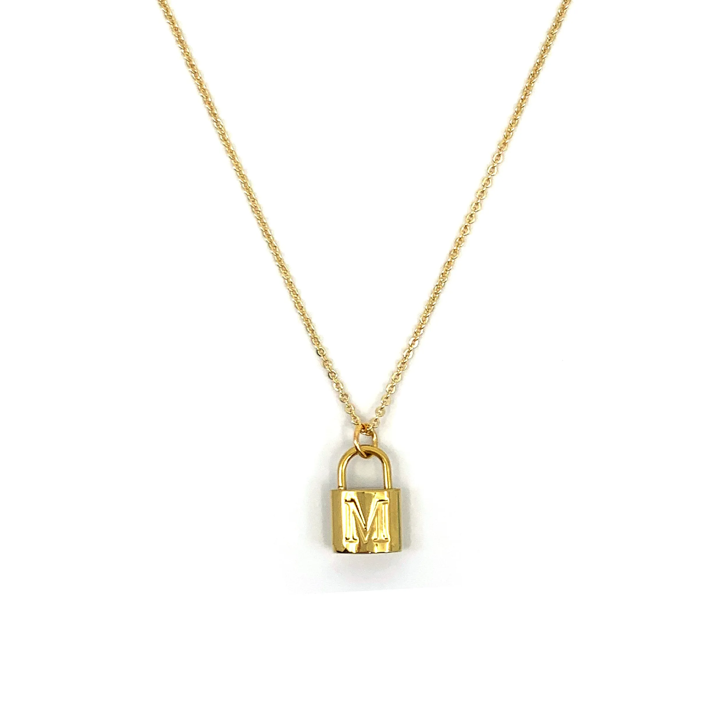 Alphabet Letter Necklace - Gold Padlock