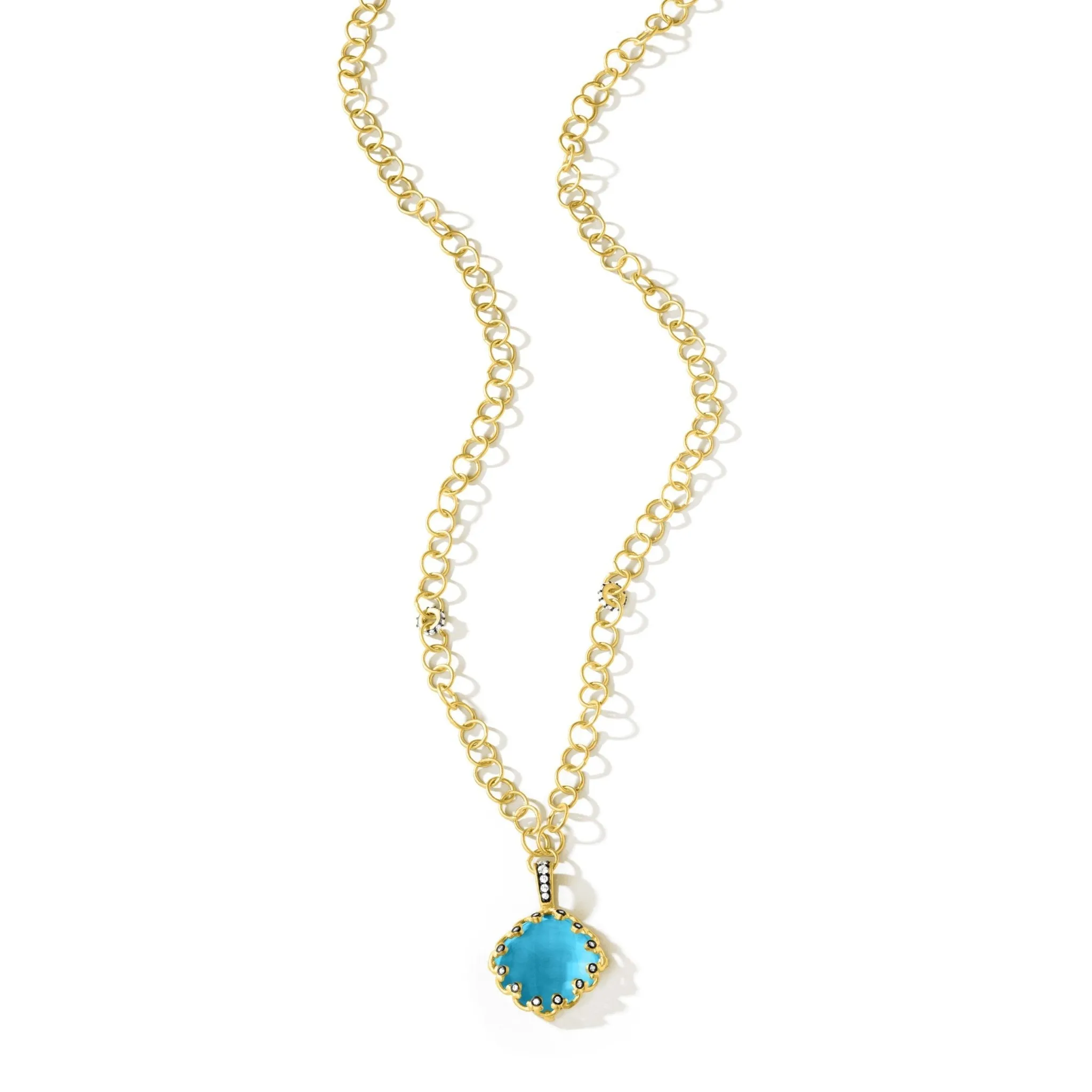 Aqua Azure Chain Link Pendant Necklace