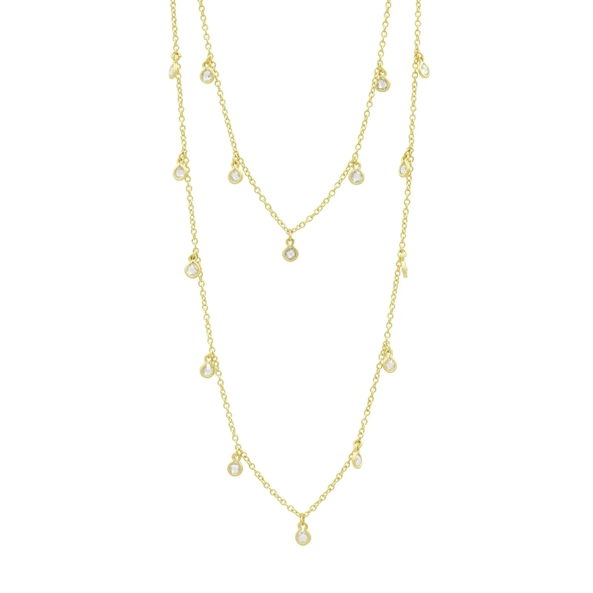 Bezel Droplet Strand Necklace