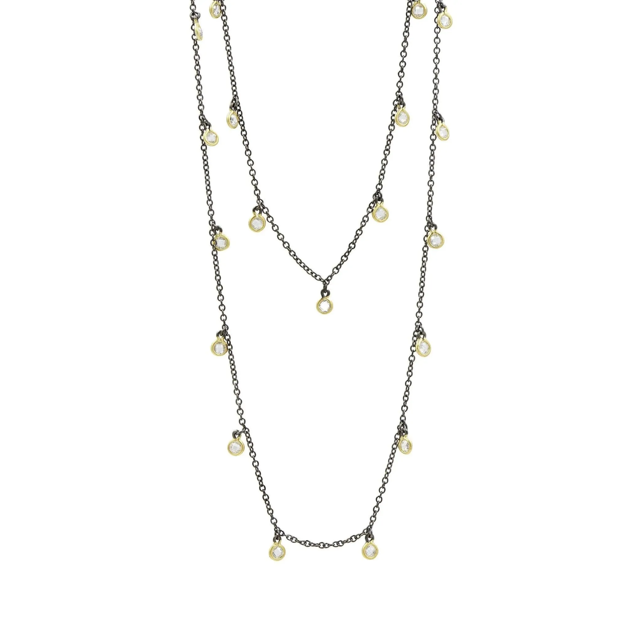 Bezel Droplet Strand Necklace