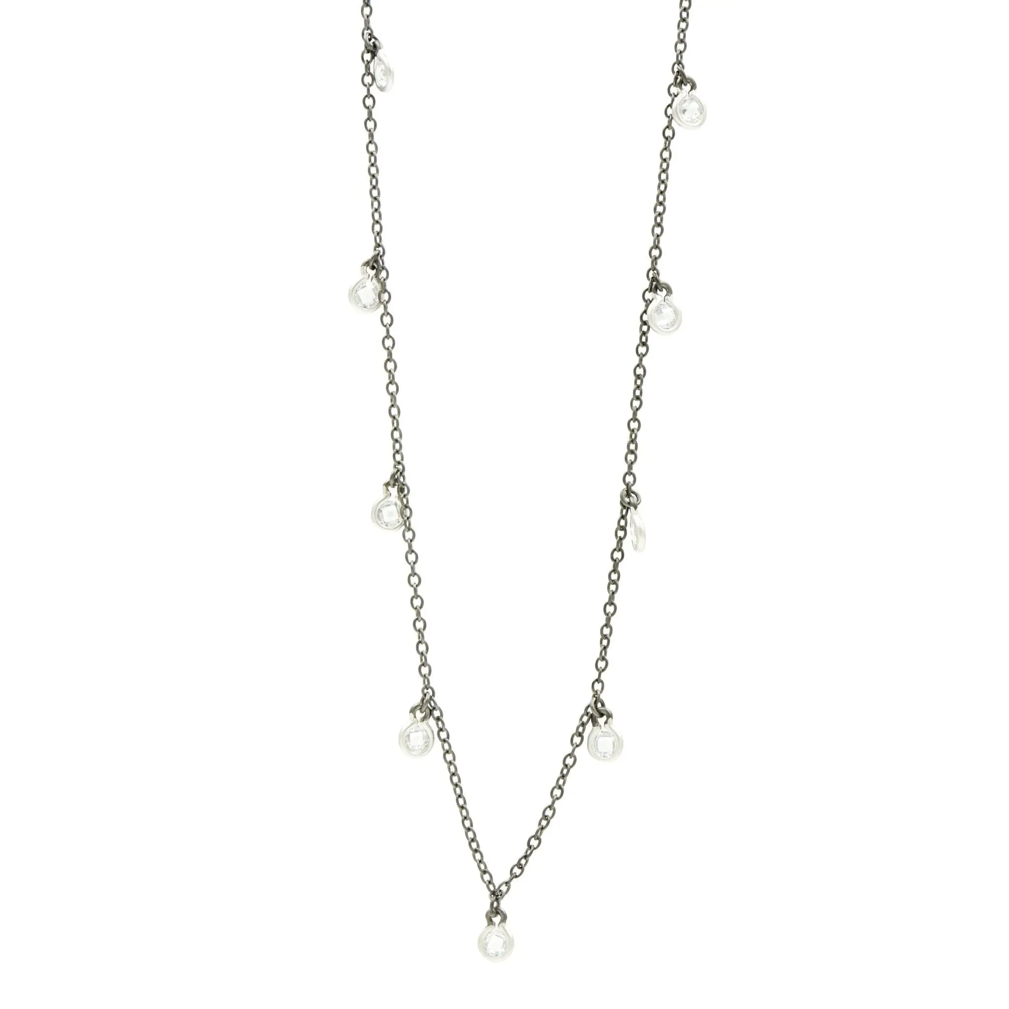 Bezel Droplet Strand Necklace