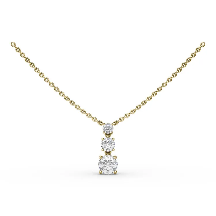 Brilliant Three Stone Drop Necklace