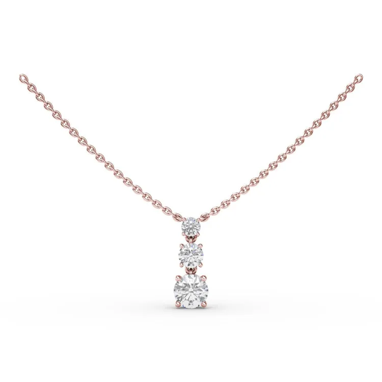 Brilliant Three Stone Drop Necklace