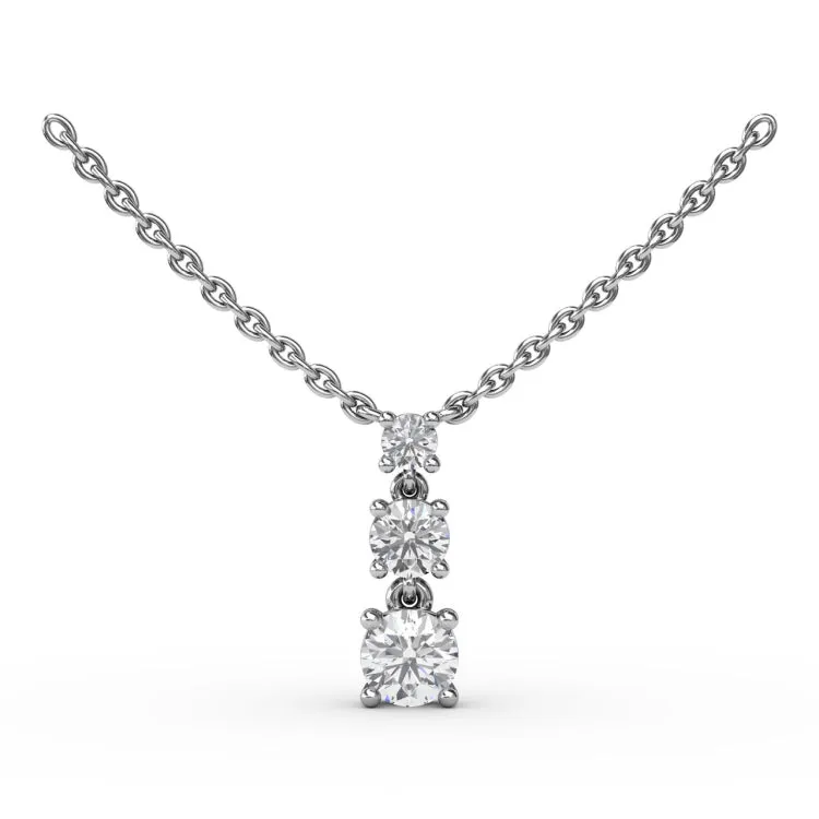 Brilliant Three Stone Drop Necklace
