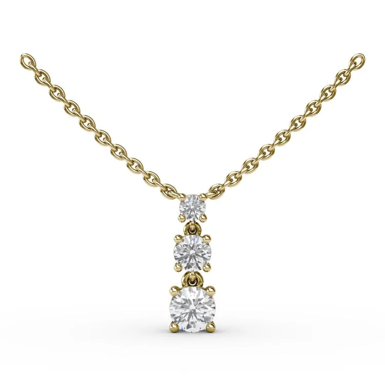 Brilliant Three Stone Drop Necklace