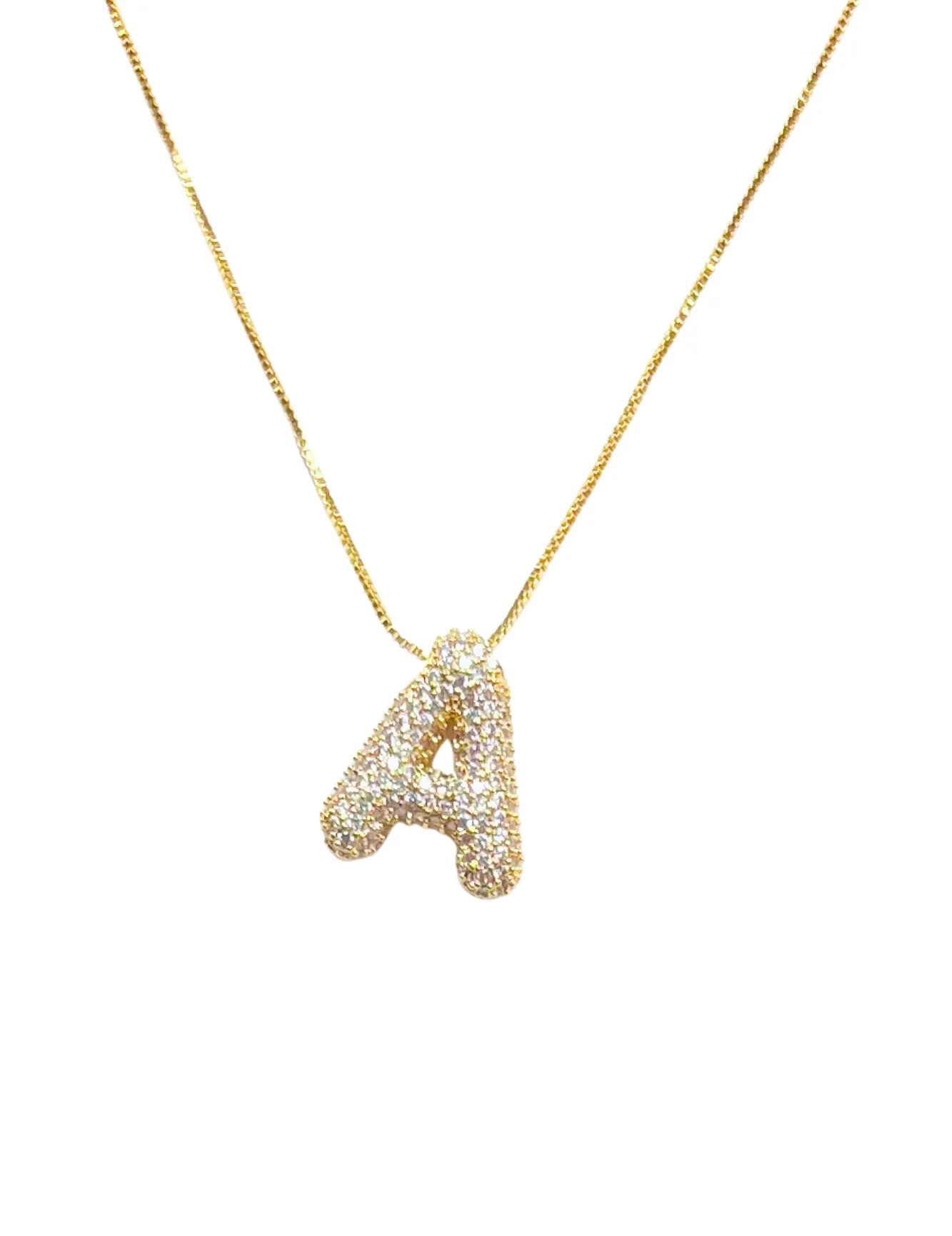 Bubble Bling Alphabet Letter Gold Necklace