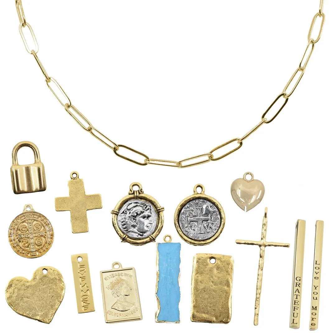 BYO Gold Paperclip Chain Necklace