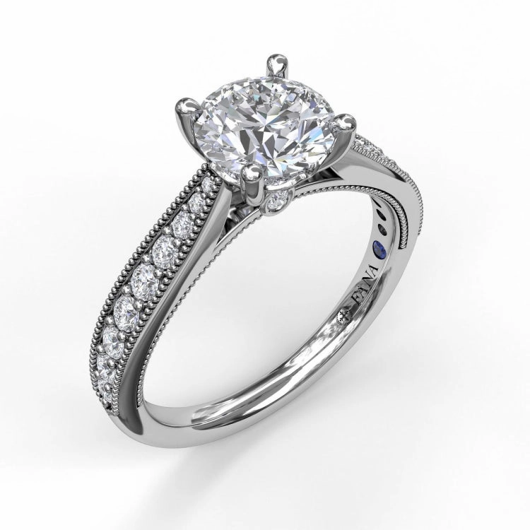 Classic Diamond Engagement Ring with Detailed Milgrain Band