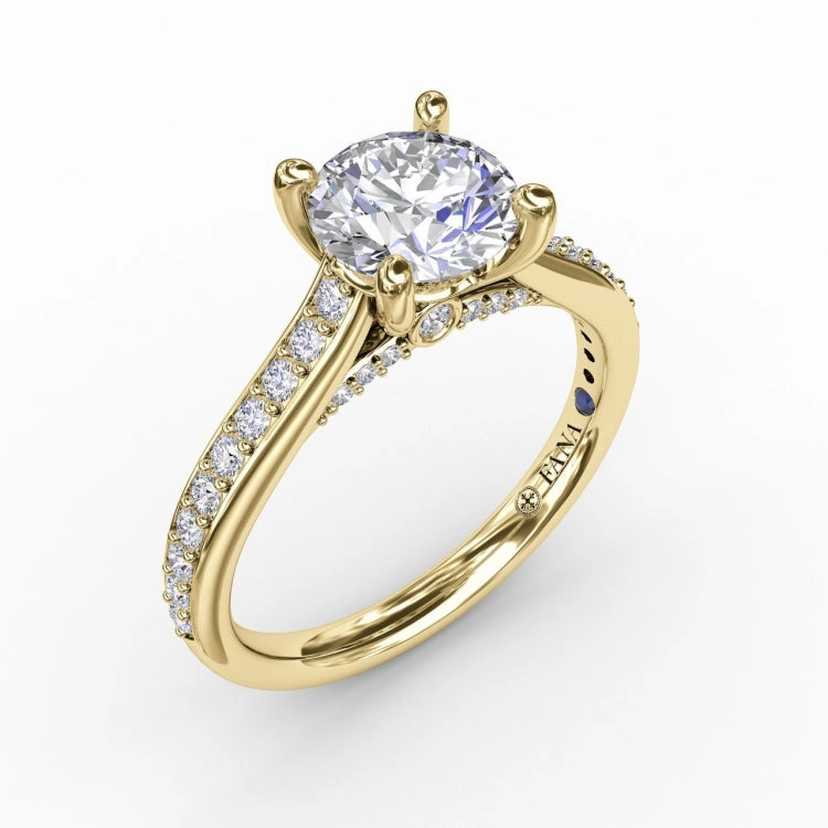 Classic Diamond Solitaire Engagement Ring With Diamond Band