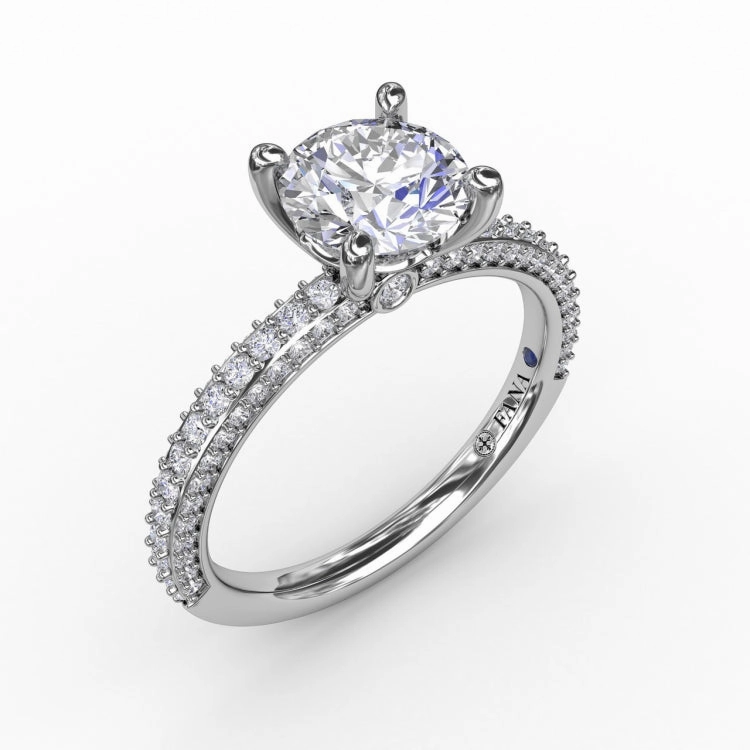 Classic Solitaire Engagement Ring With Flawless Pav Band
