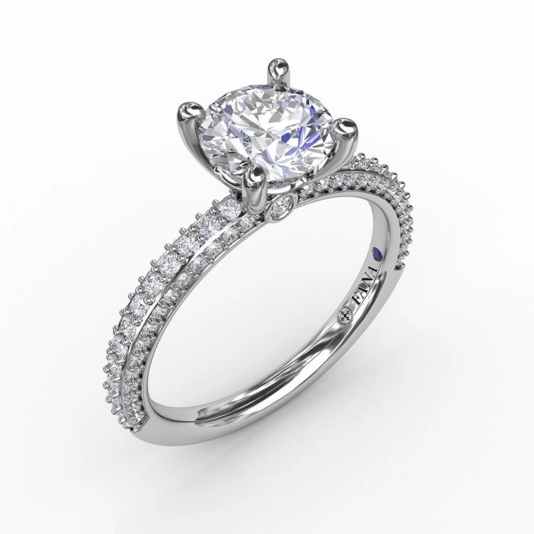 Classic Solitaire Engagement Ring With Flawless Pav Band