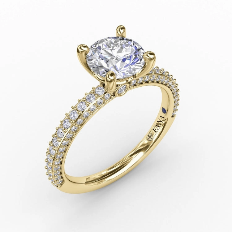 Classic Solitaire Engagement Ring With Flawless Pav Band
