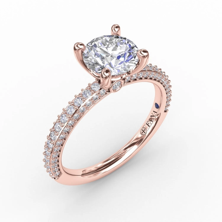 Classic Solitaire Engagement Ring With Flawless Pav Band