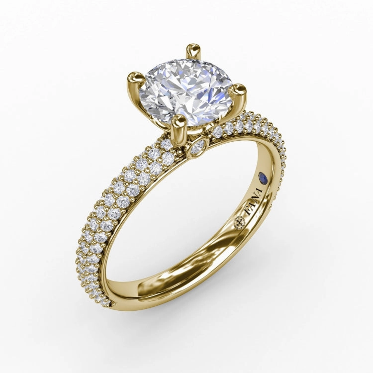 Classic Solitaire Engagement Ring With Seamless Pav Band