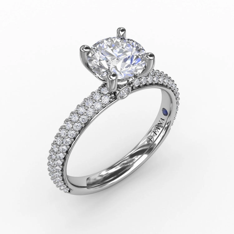 Classic Solitaire Engagement Ring With Seamless Pav Band