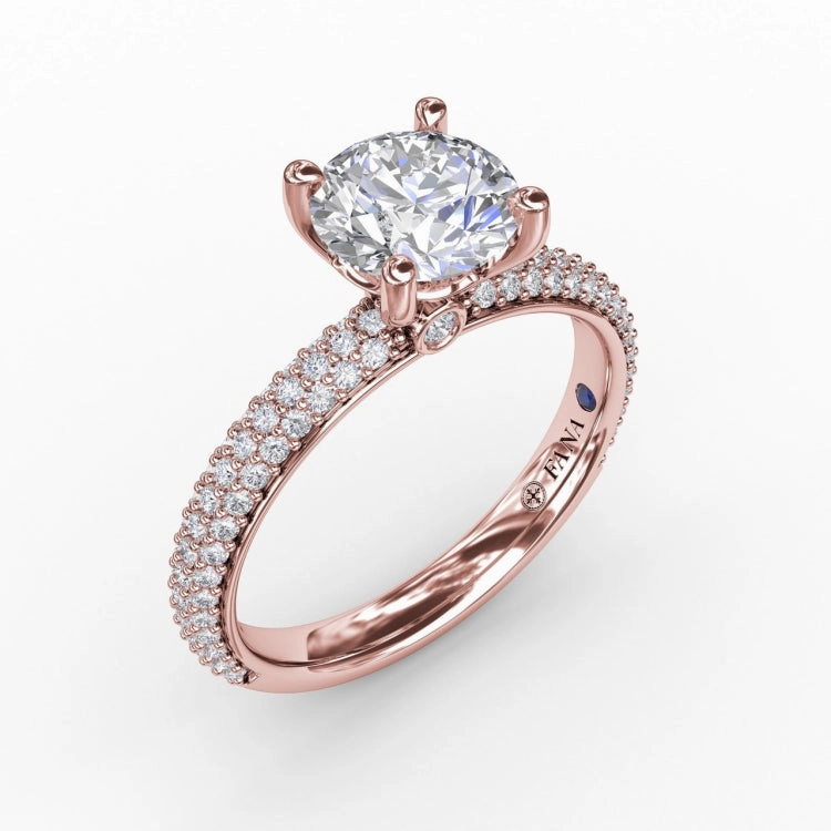 Classic Solitaire Engagement Ring With Seamless Pav Band