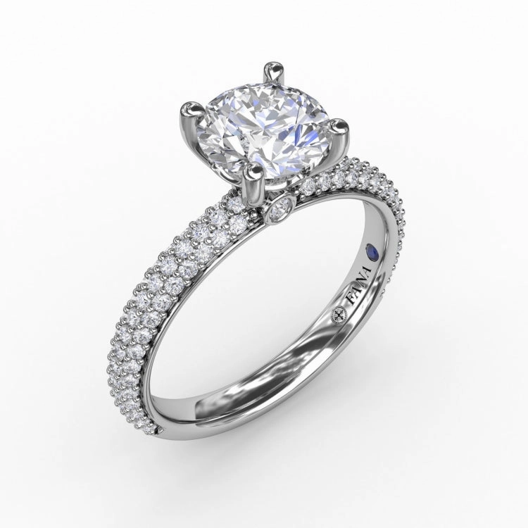 Classic Solitaire Engagement Ring With Seamless Pav Band