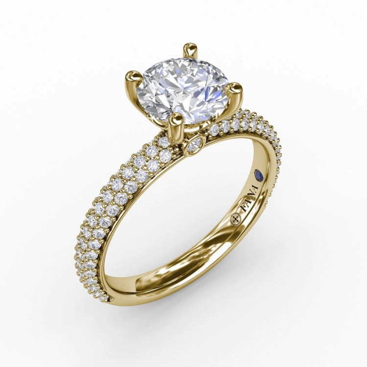 Classic Solitaire Engagement Ring With Seamless Pav Band