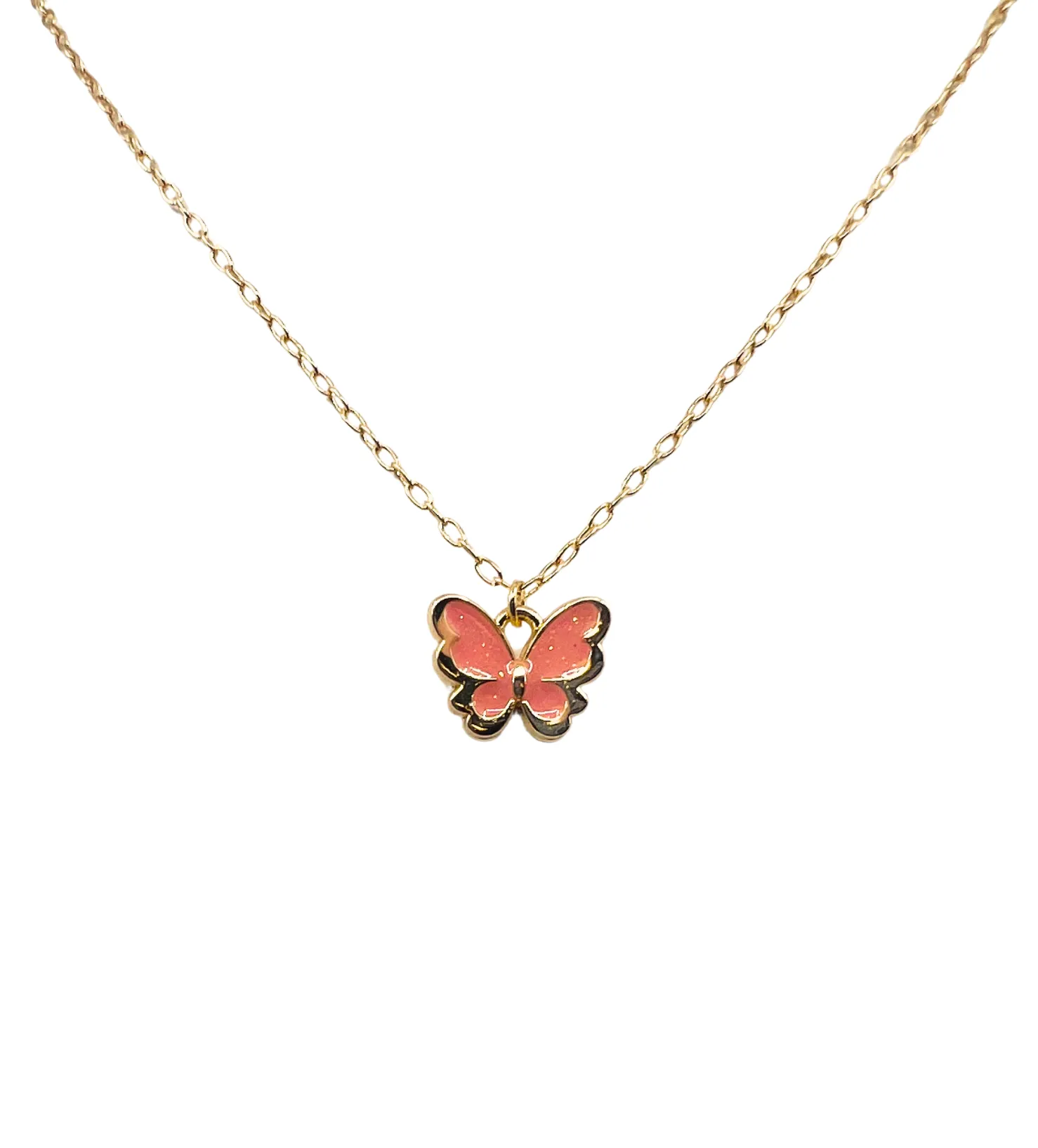 Colorful Butterfly Gold Necklace
