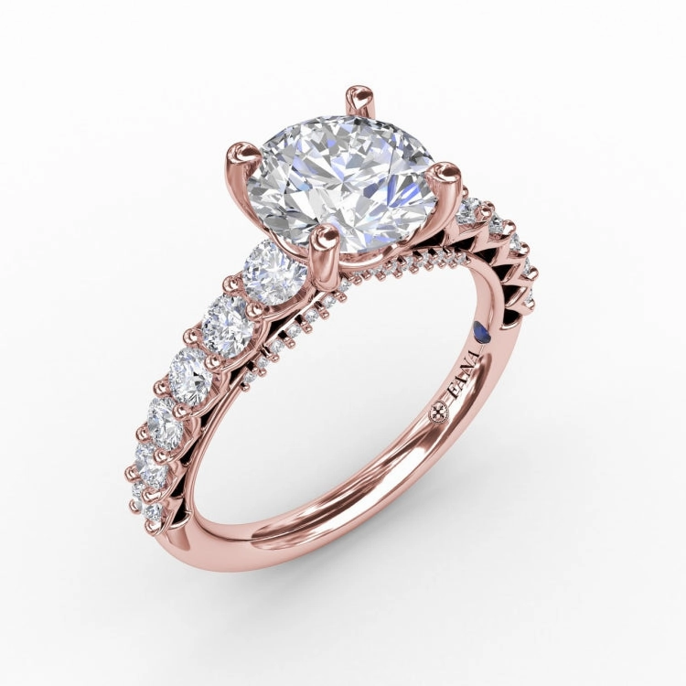 Contemporary Diamond Solitaire Engagement Ring With Openwork Diamond Band