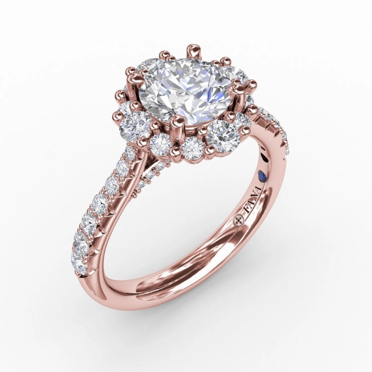Contemporary Engagement Ring With Prong-Set Diamond Halo