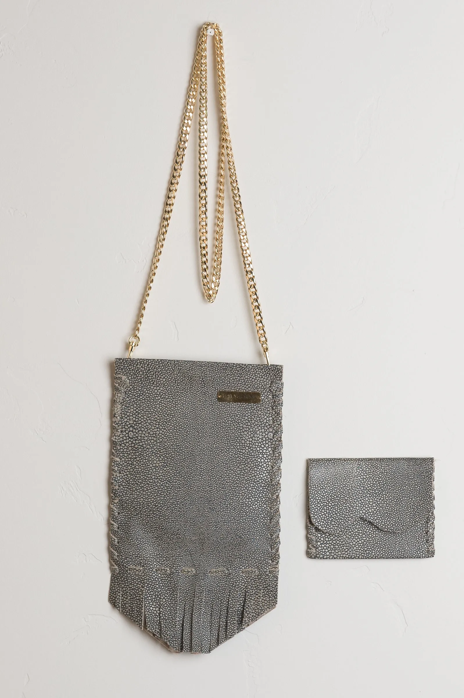 Crossbody Coachella Leather Bag in Grey