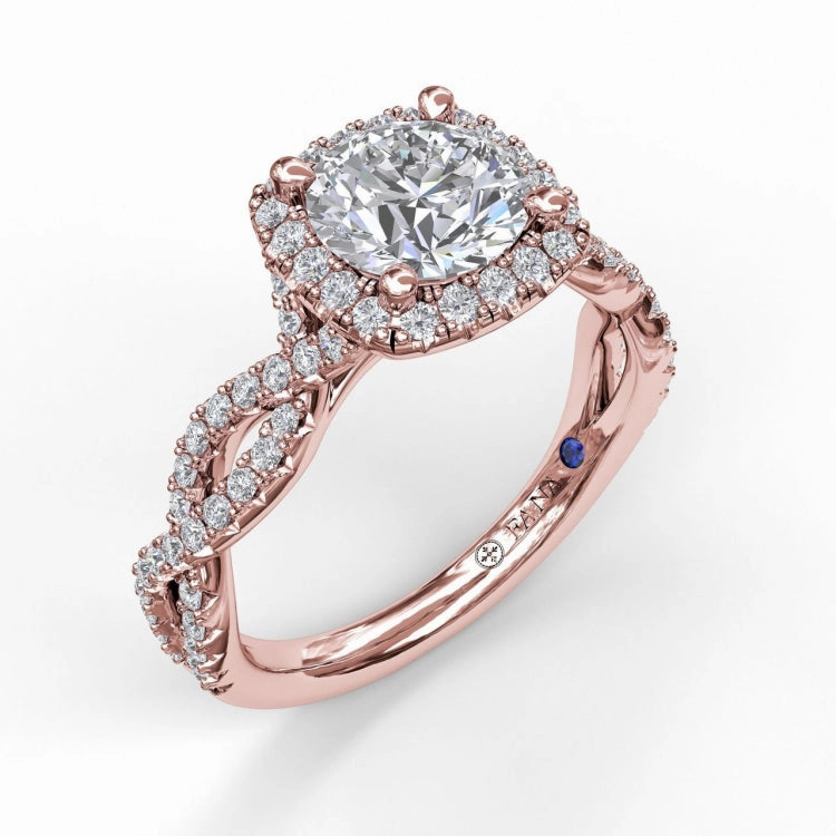 Cushion Halo Twist Engagement Ring