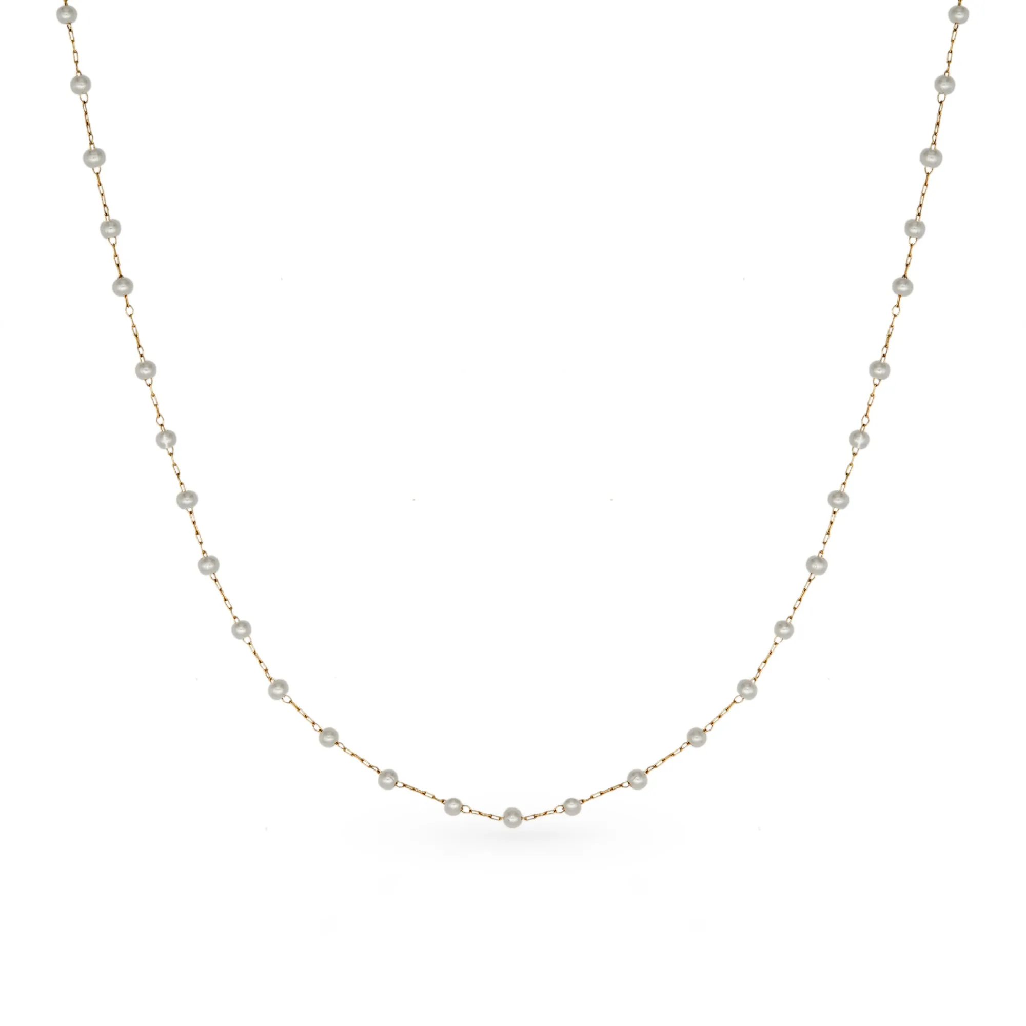 Dainty Pearl Short GG Gold Necklace